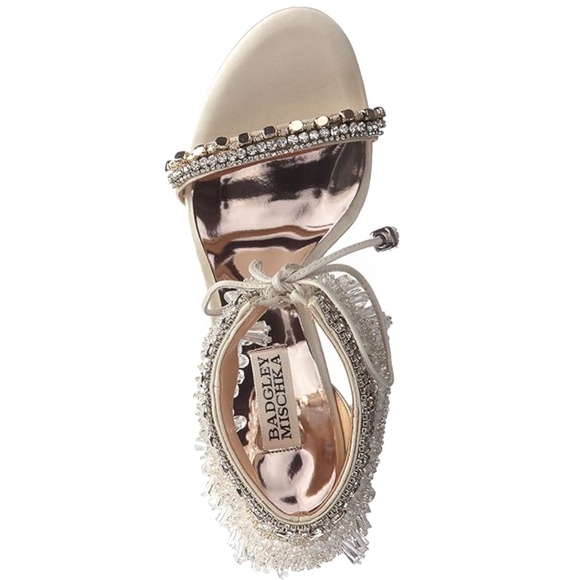 Badgley Mischka Katrina Embellished Satin High Heel Wedding Sandal NEW US8.5 - Picture 9 of 16